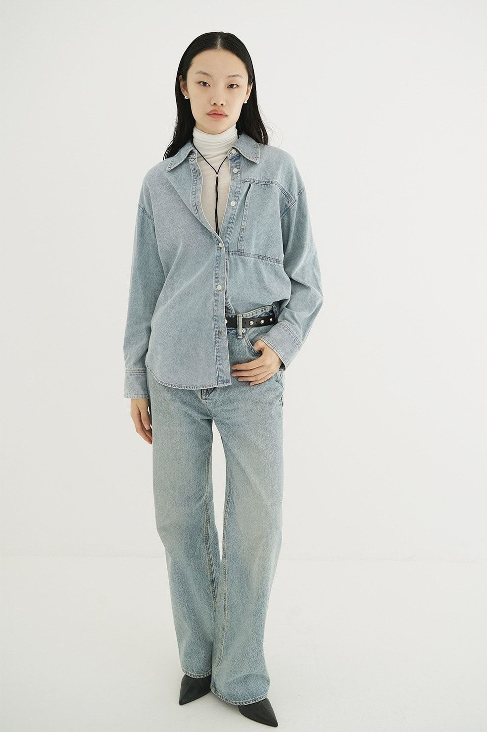 コンパクトデニムシャツ | COMPACT DENIM SHIRTS (ICE BLUE)