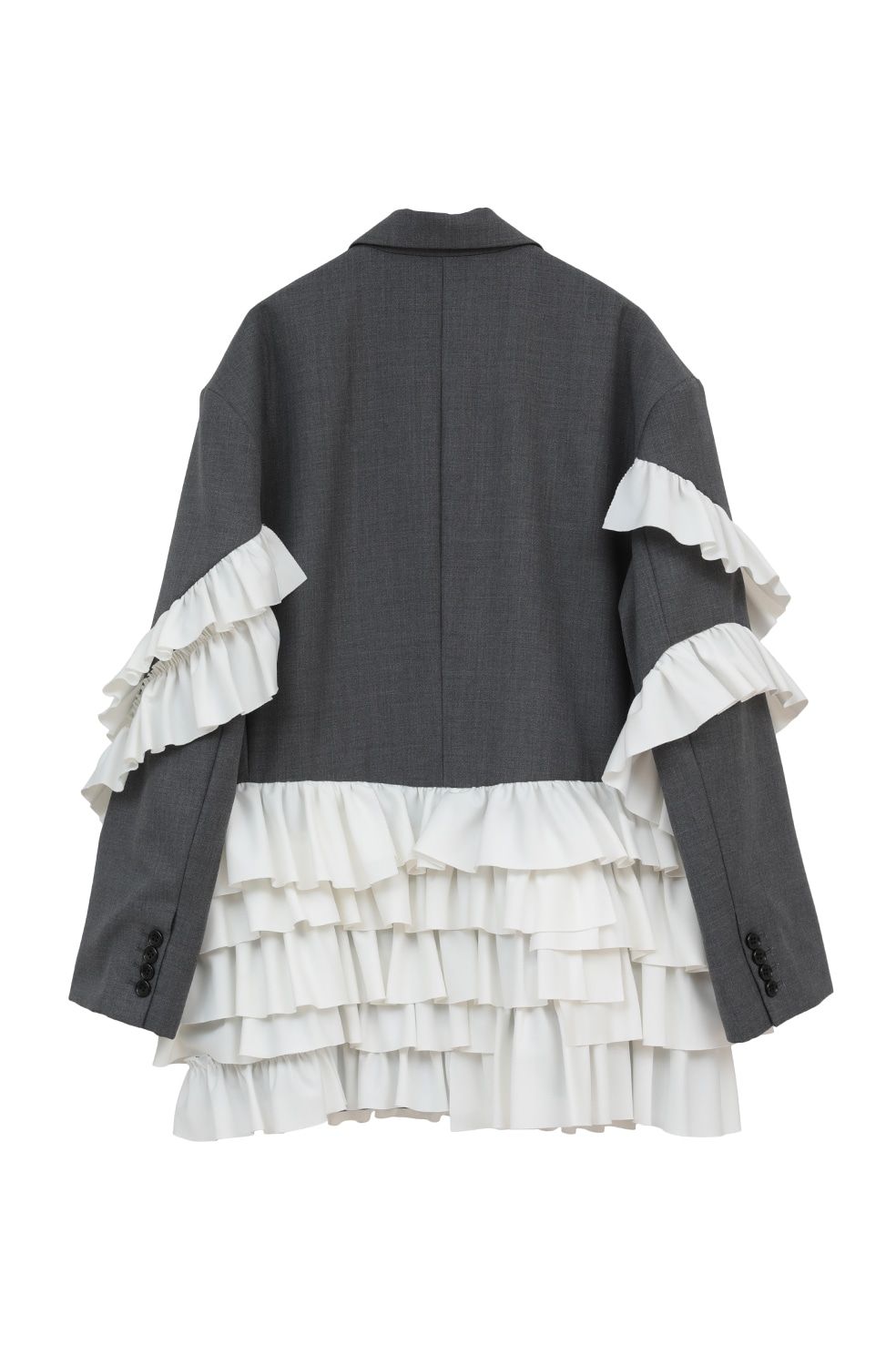フリルテーラードジャケット - FRILLED TAILORED JACKET (GREY)