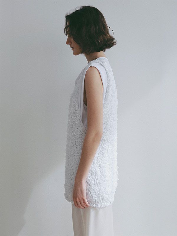 ミックスヤーンニットタンクトップ(WHITE)