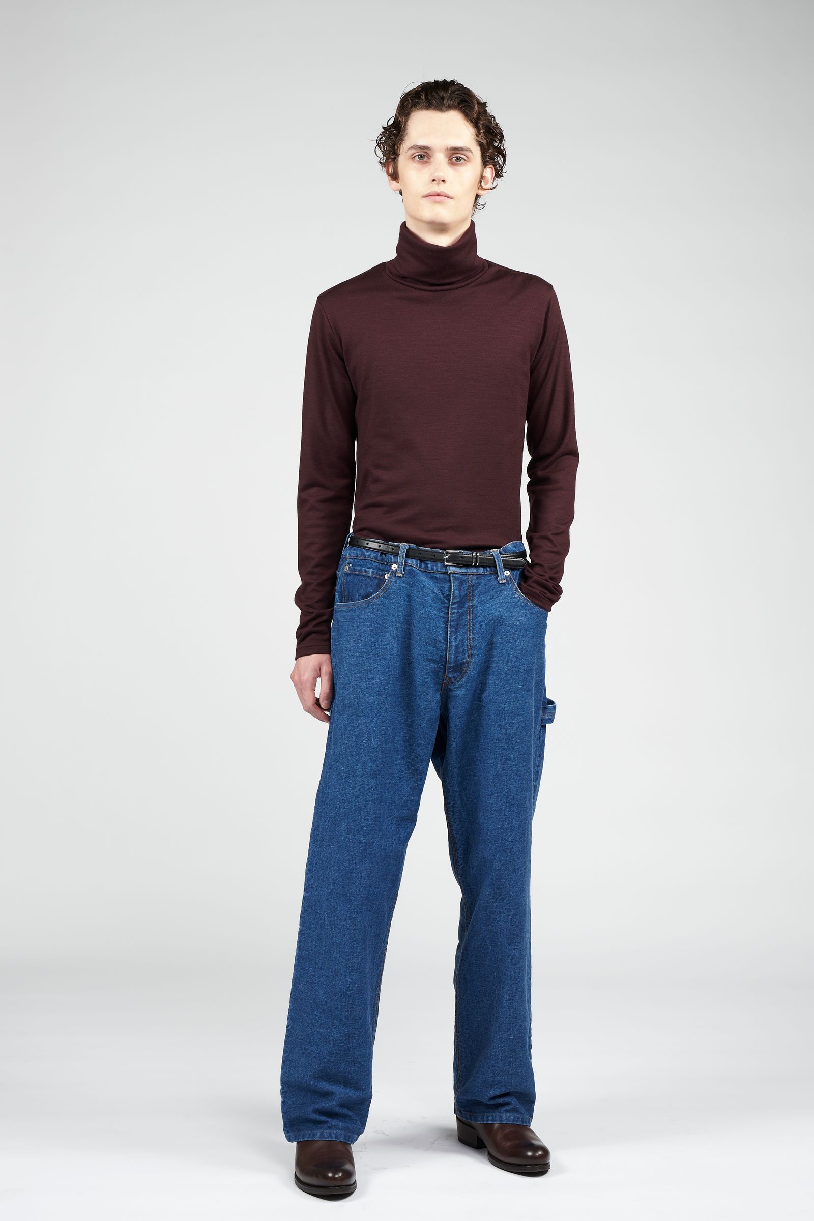 ウォッシャブル ウール タートルネック カットソー  - Washable Wool Turtle Neck BORDEAUX