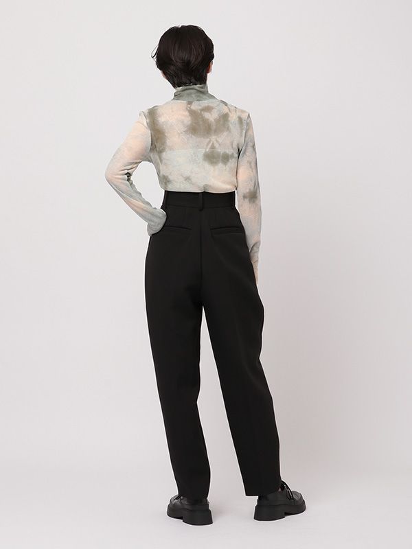 トリプルクロスハイウエストタックパンツ - BLACK