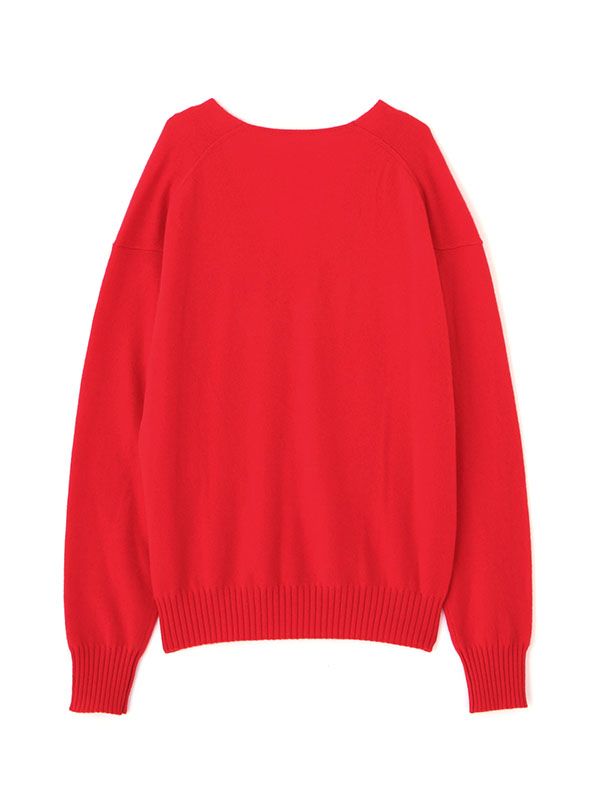Vネックカシミヤニットプルオーバー RED レディース リラックス スタイル