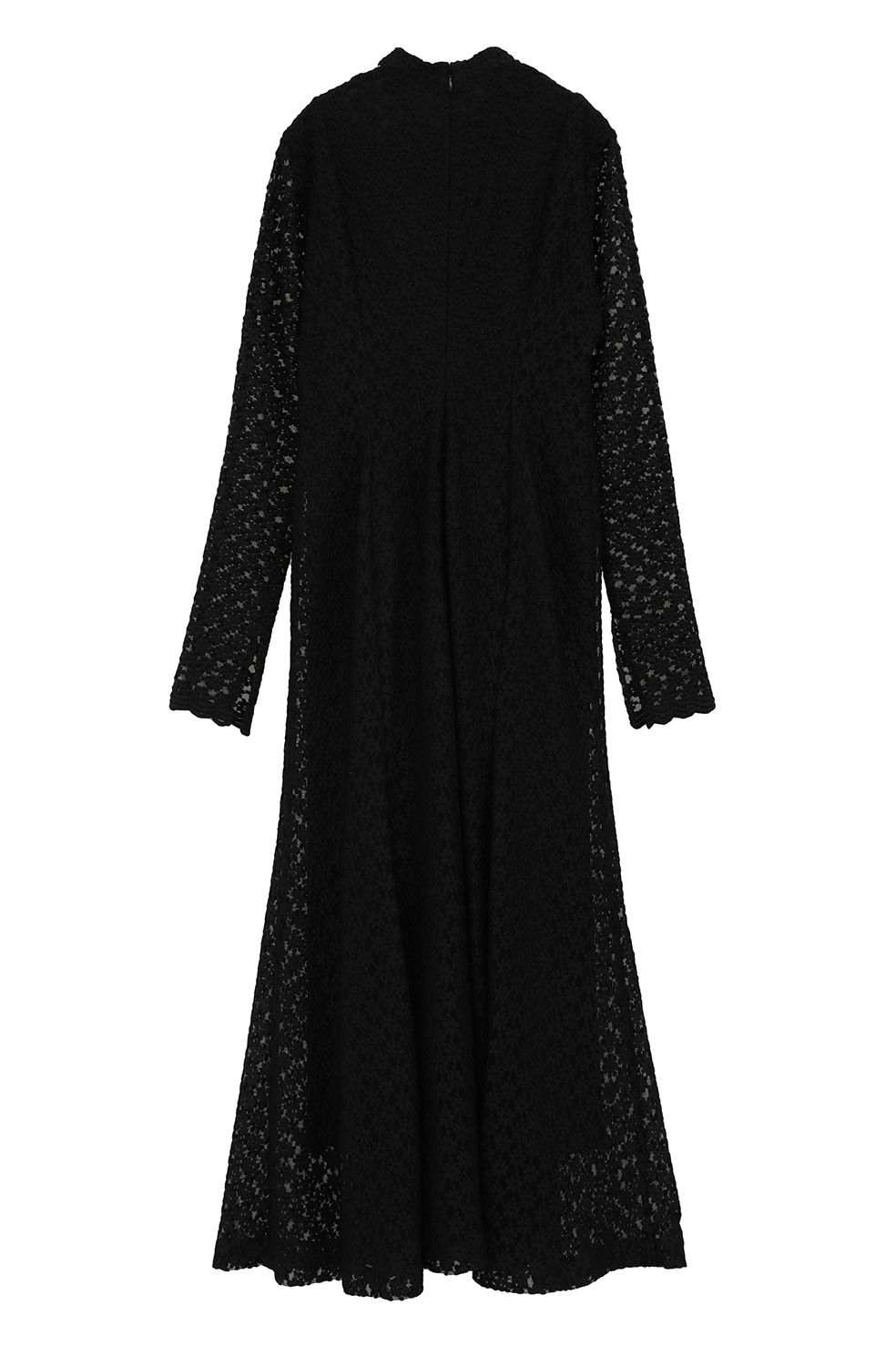 フラワーレースワンピース - 3D FLOWER LACE SLASH NECK ONEPIECE (BLACK)