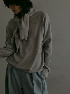 フードストールニットプルオーバー - GREY