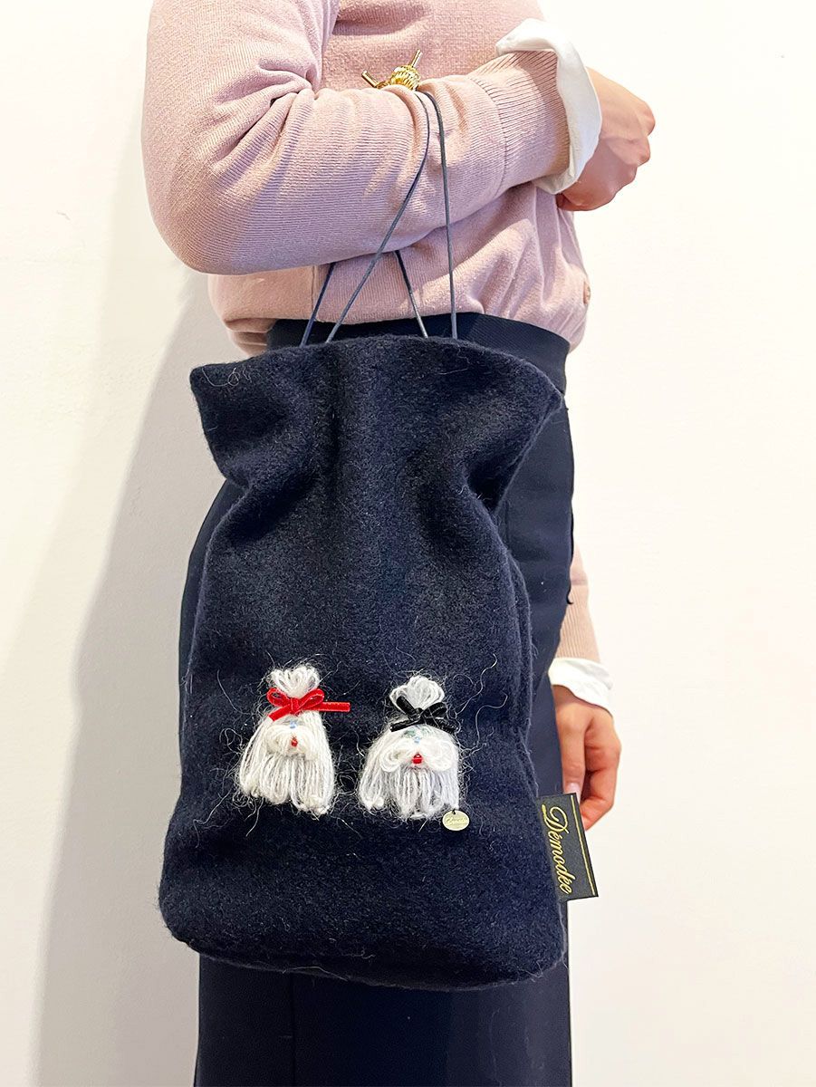 ウール 巾着バッグ - 22APO02 - NAVY【Maltese】