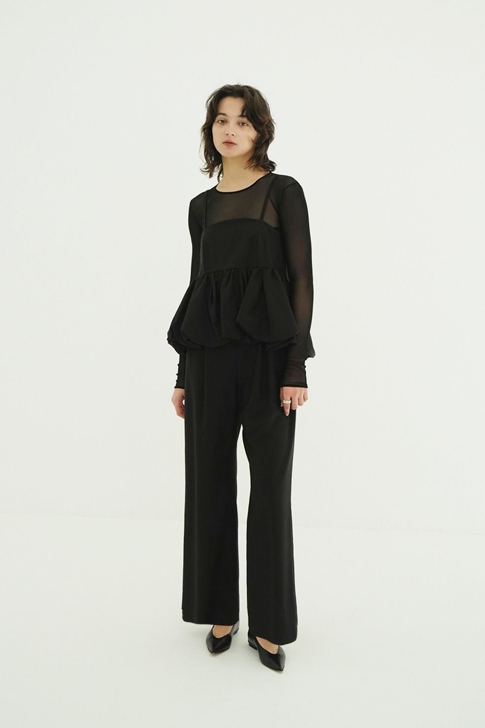 オールインワン -  PEPLUM LAYERED ALL IN ONE (BLACK)