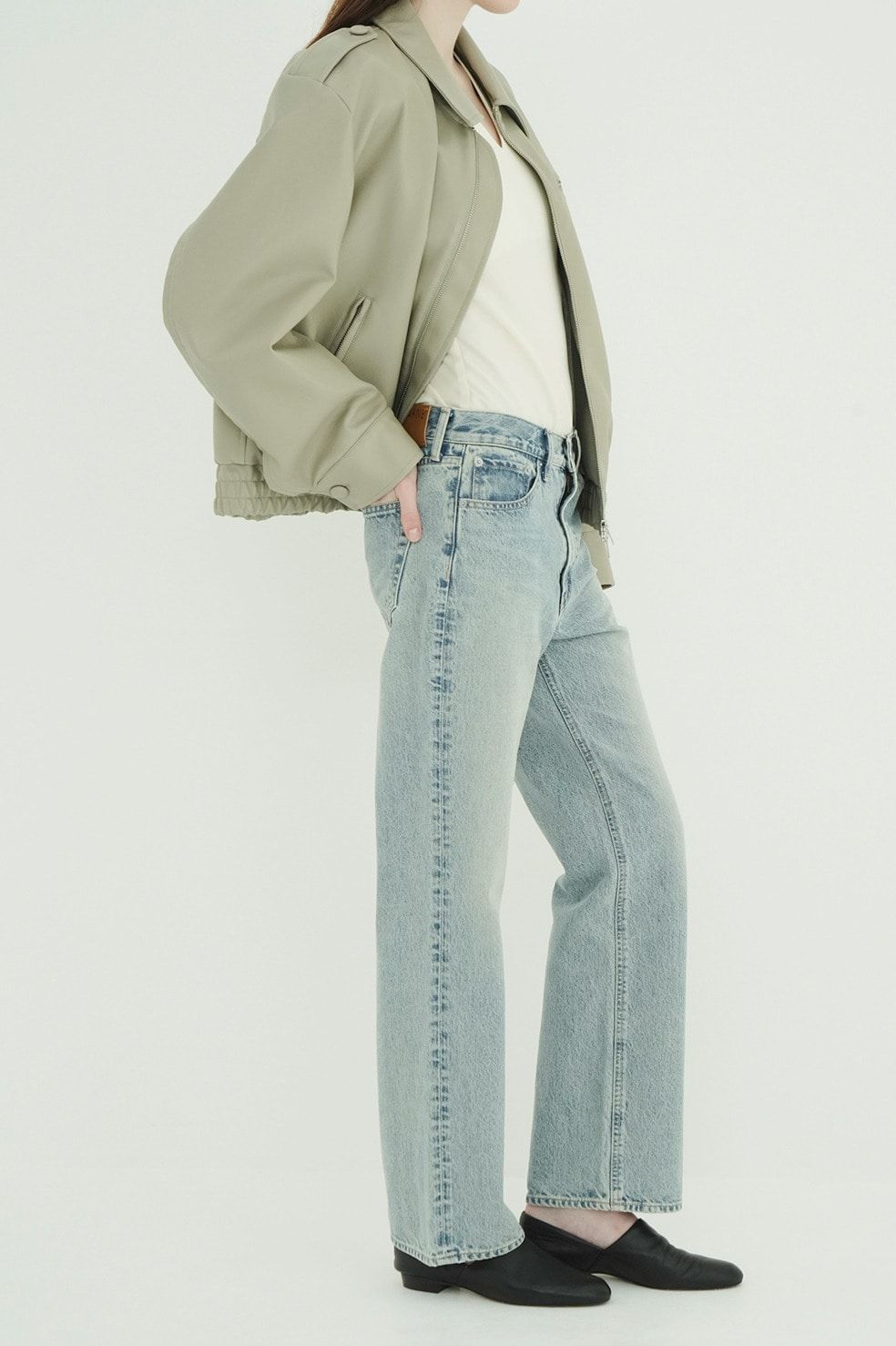 ミッドライズストレートデニム -  STRAIGHT DENIM PANTS (ICE BLUE)