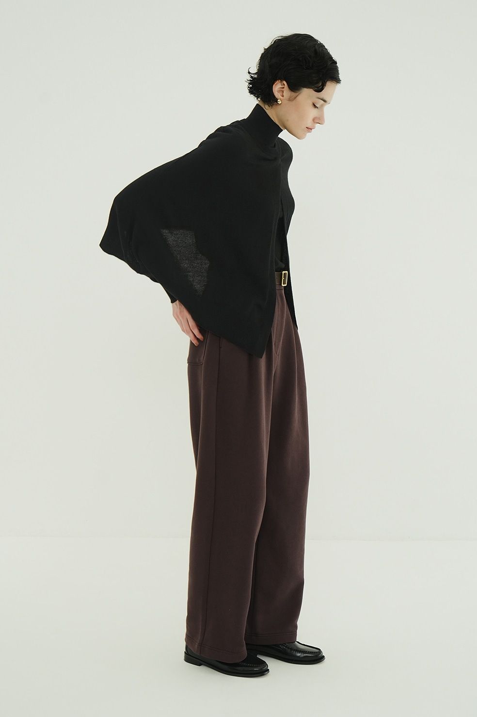 ケープ + ニットトップス - CAPE SET KNIT TOPS (BLACK)