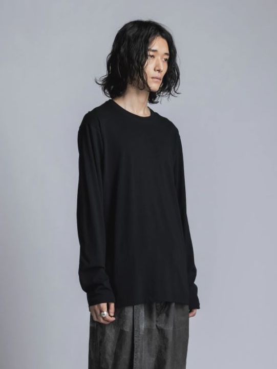 ソフト天竺 長袖カットソー - BLACK