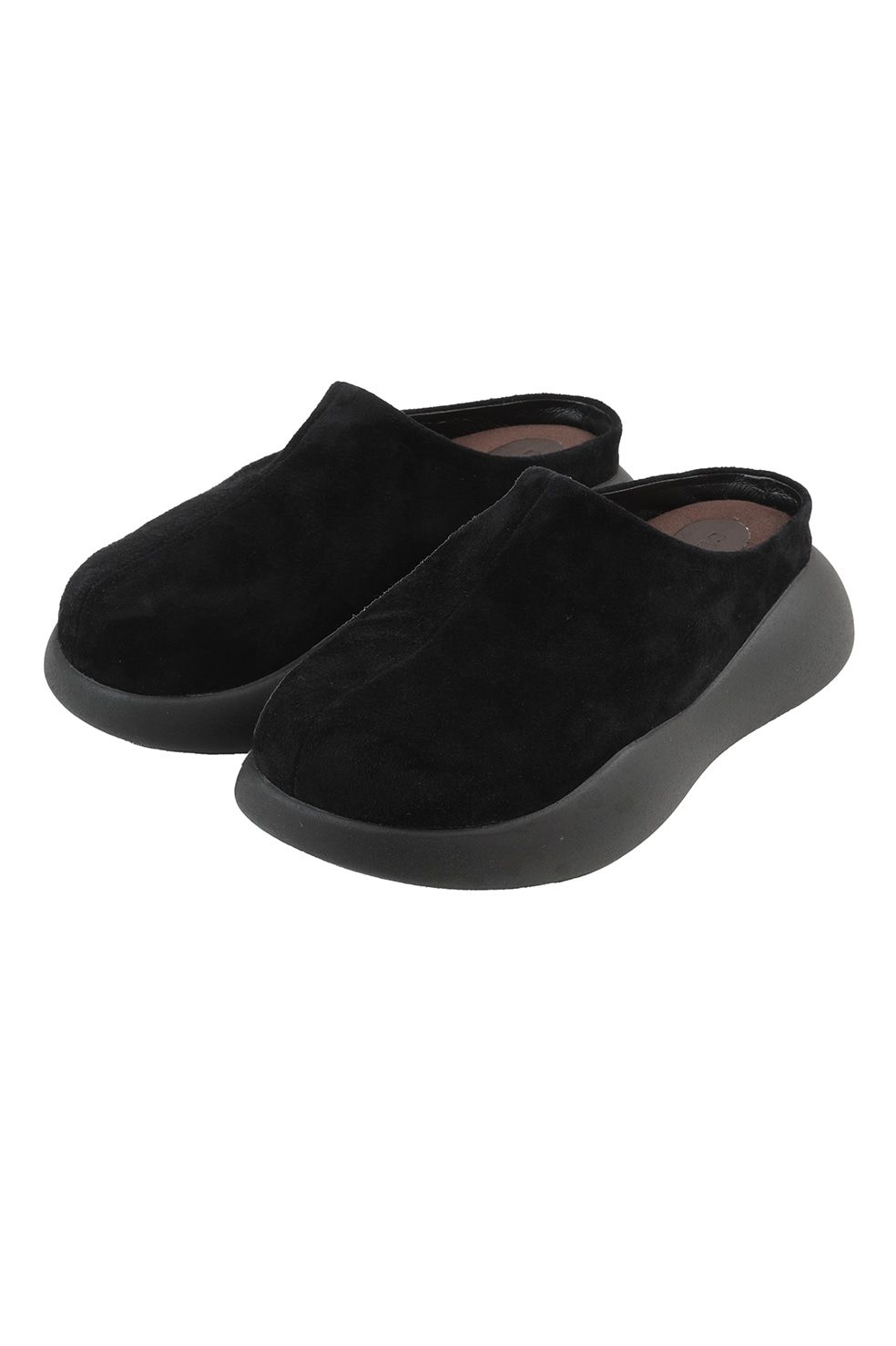 ボリュームソールシューズ - SUEDE PUFF SLIPONS (BLACK)