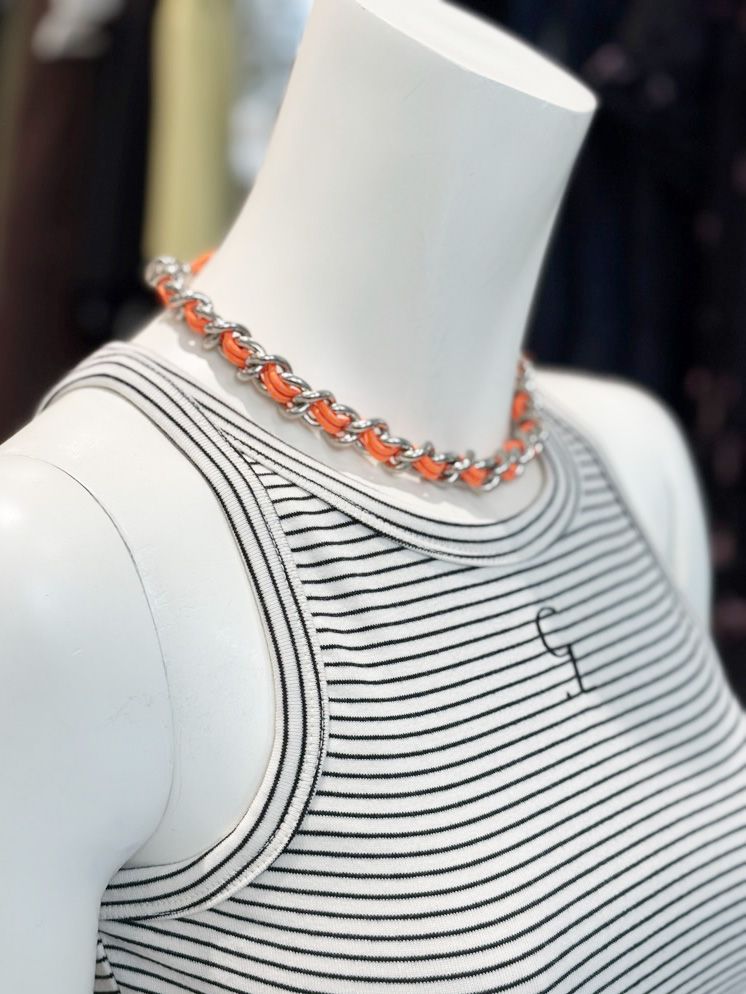 LACED CHAIN NECKLACE - レースチェーン ネックレス - ORANGE