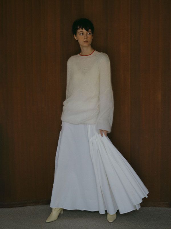 ボリュームスリーブモヘヤニットプルオーバー - WHITE