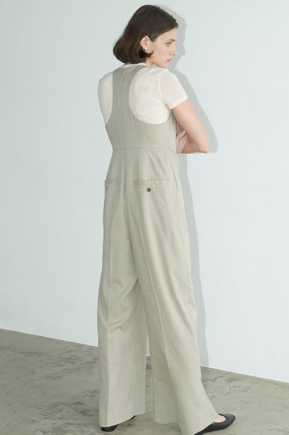 キャミワンピース -  CORSET WAIST CAMISOLE ONEPIECE - BEIGE