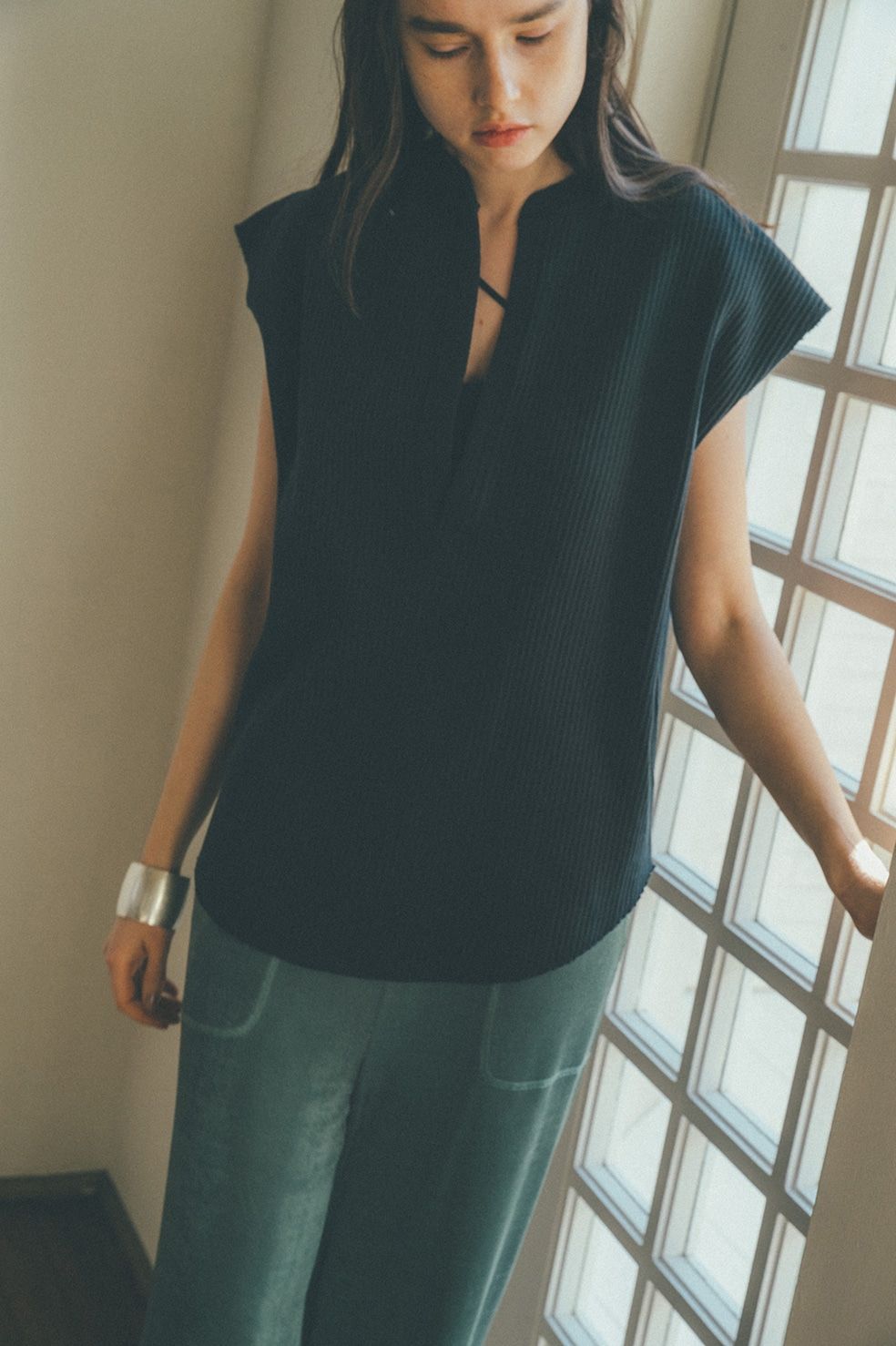 CLANE - ノースリーブトップス - HEAVY RIB N/S TOPS - IVORY | ADDICT