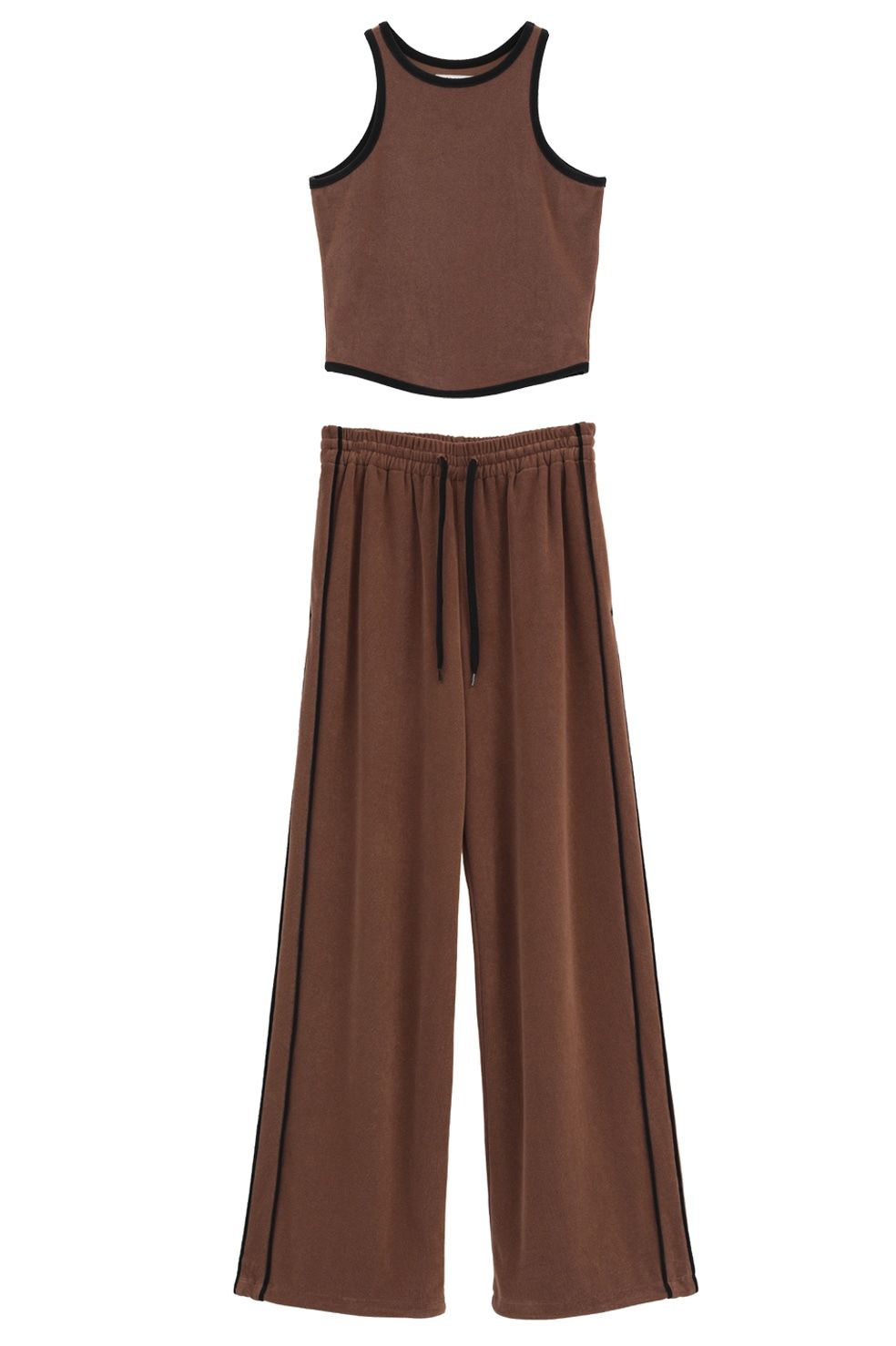 パイルセットアップ - PILE CONTRAST LINE SET UP (BROWN)