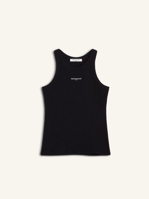 【レディース】 PARIS ロゴ リブ タンクトップ （black)
