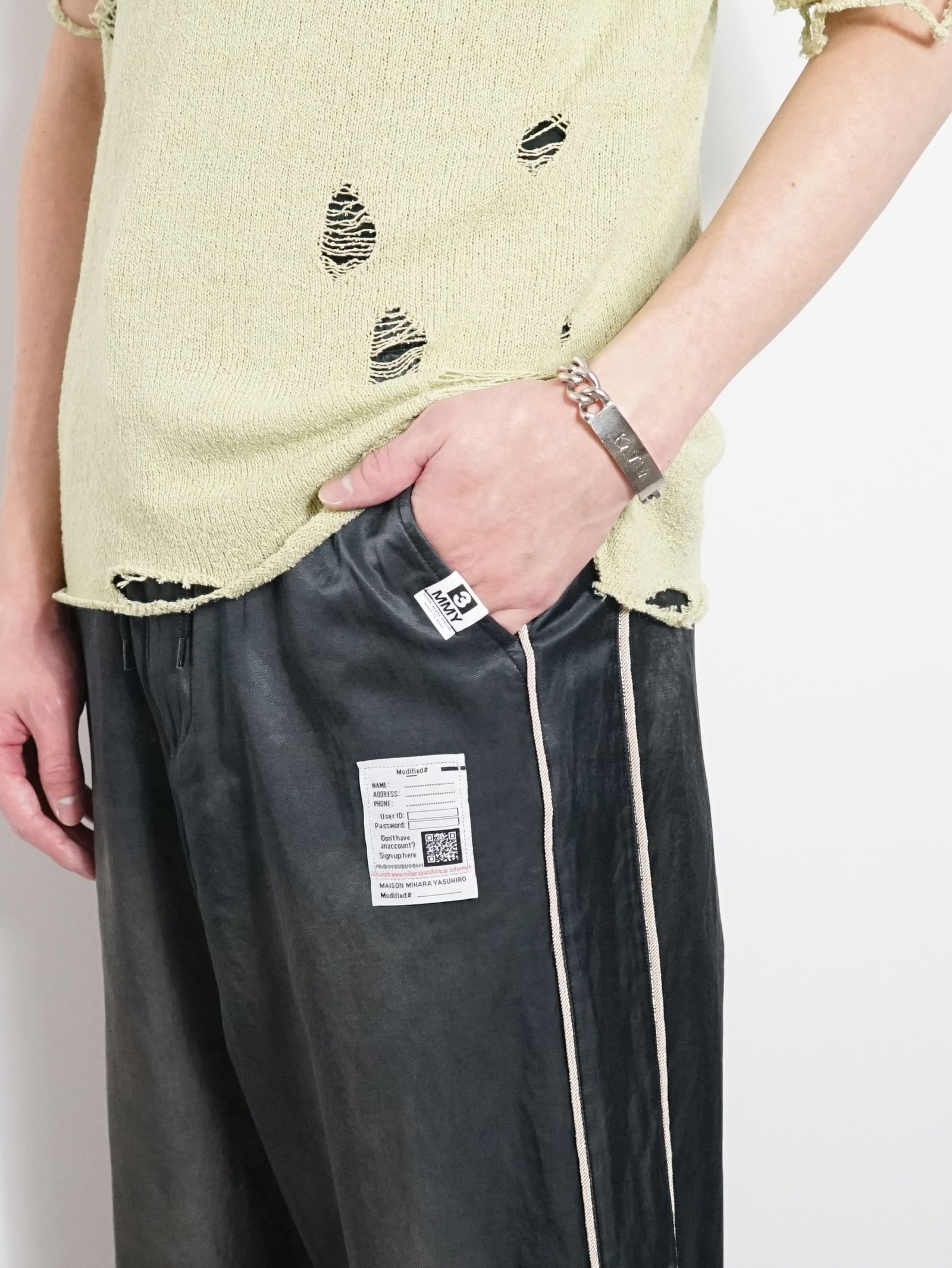 ディストレスドニットティーシャツ  - Distressed KNIT TEE - YELLOW