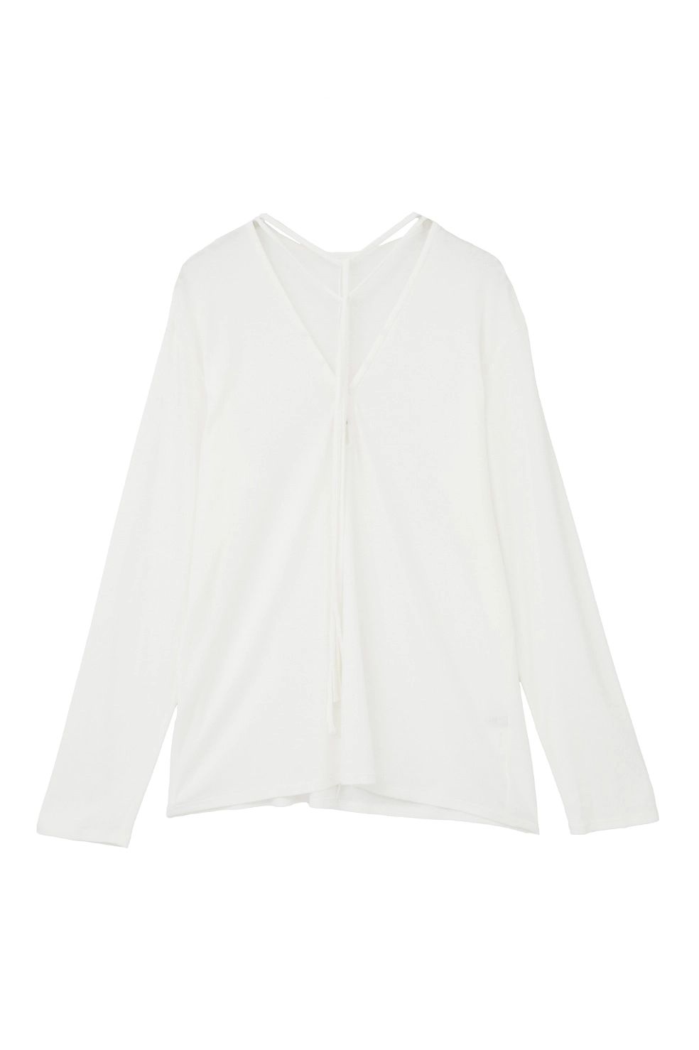デザインリボンカットトップス - DRAWSTRING LOOSE CUT TOPS (WHITE)