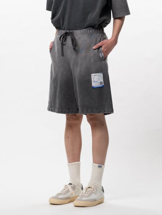 スウェット ショーツ - Sun Faded Like Distressed Sweat Shorts (BLACK)