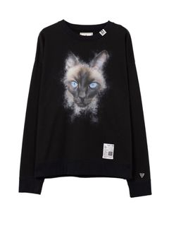 キャットプリントスウェットシャツ - Cat Printed Sweatshirt (BLACK)