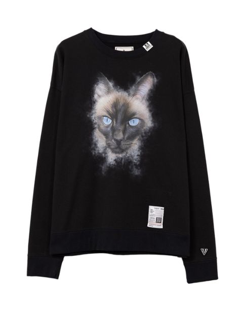 キャットプリントスウェットシャツ - Cat Printed Sweatshirt (BLACK)