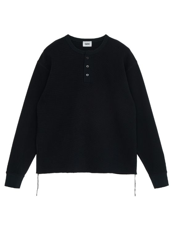 ロングスリーブサーマルカットソ - Thermal Long Sleeve Tee (BLACK)