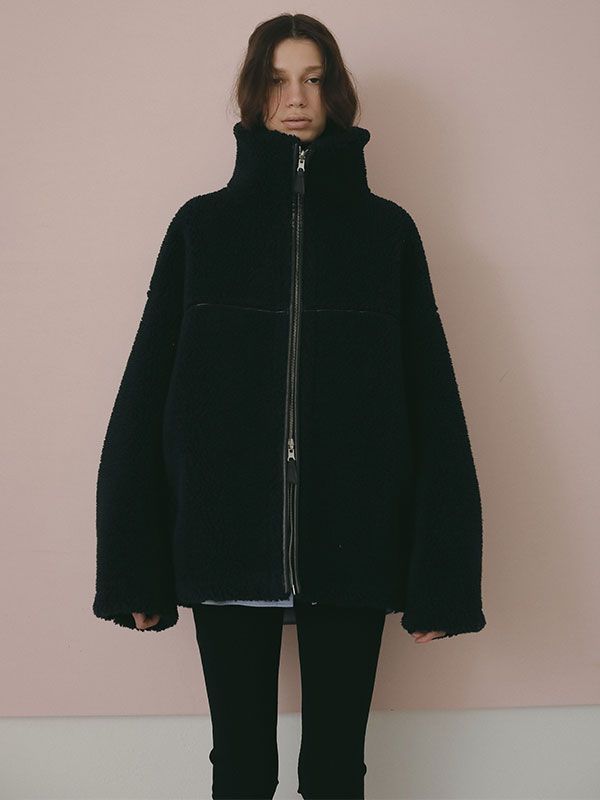 リバーシブルボアブルゾン  (NAVY)