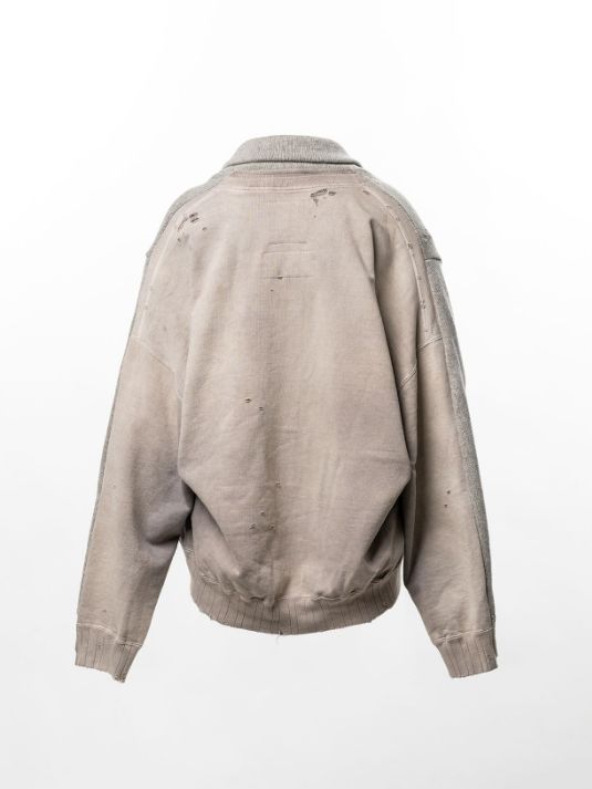 スウェットシャツ コンバインド ニット カーディガン - Sweatshirt Combined Knit Cardigan (GREY)