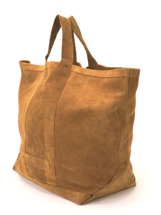 レザートートバッグ LEATHER TOTE BAG - Cow split leather - BROWN