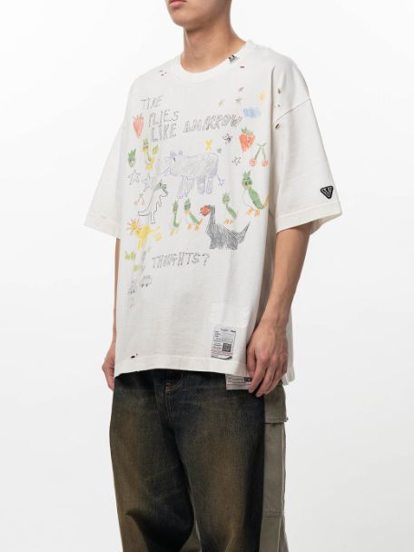 キッズドゥードゥルプリントTシャツ - Kids Doodle Printed T-shirt （WHITE)