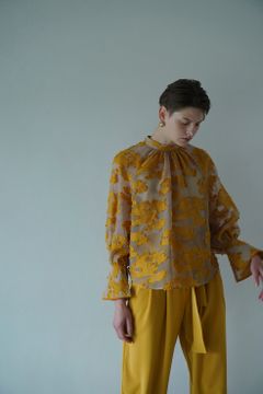 FLOW FLOWER JACQUARD TOPS -  YELLOW