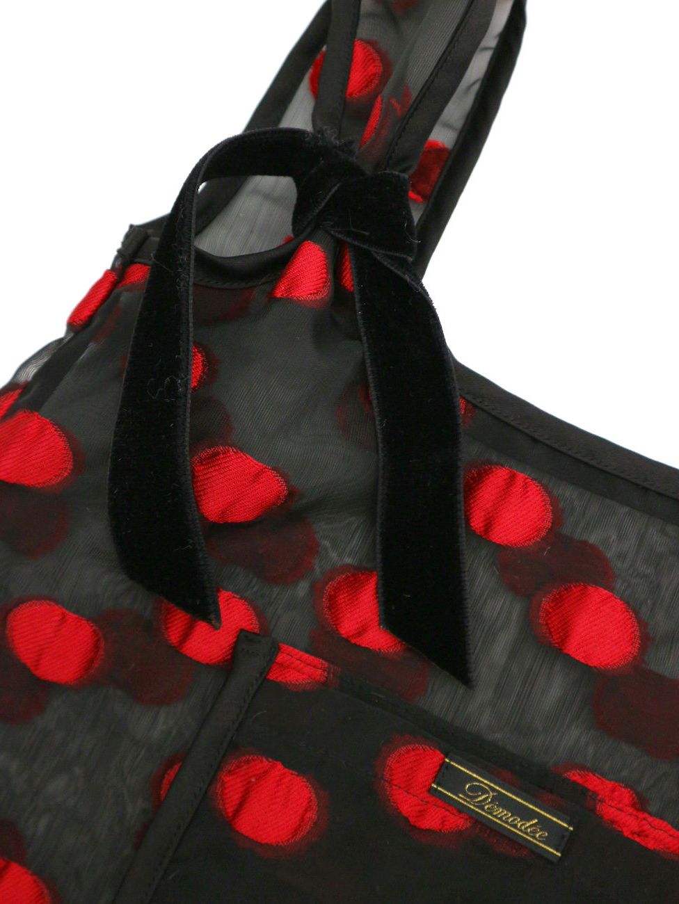 Demodee - マーケットバッグ - Dot market bag(S) BLACK × RED