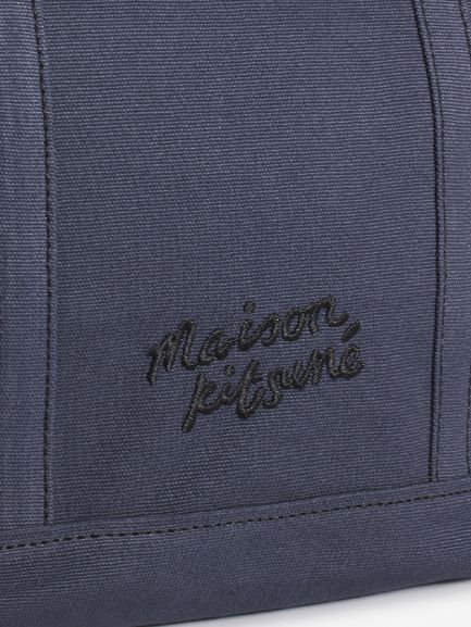 ボールドフォックスヘッド 刺繍 スモール トートバッグ コットンキャンバス - ネイビー