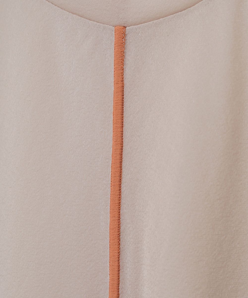 ソリッドスリーブトップス -  SOLID SLEEVE SHEER S/S TOPS BEIGE