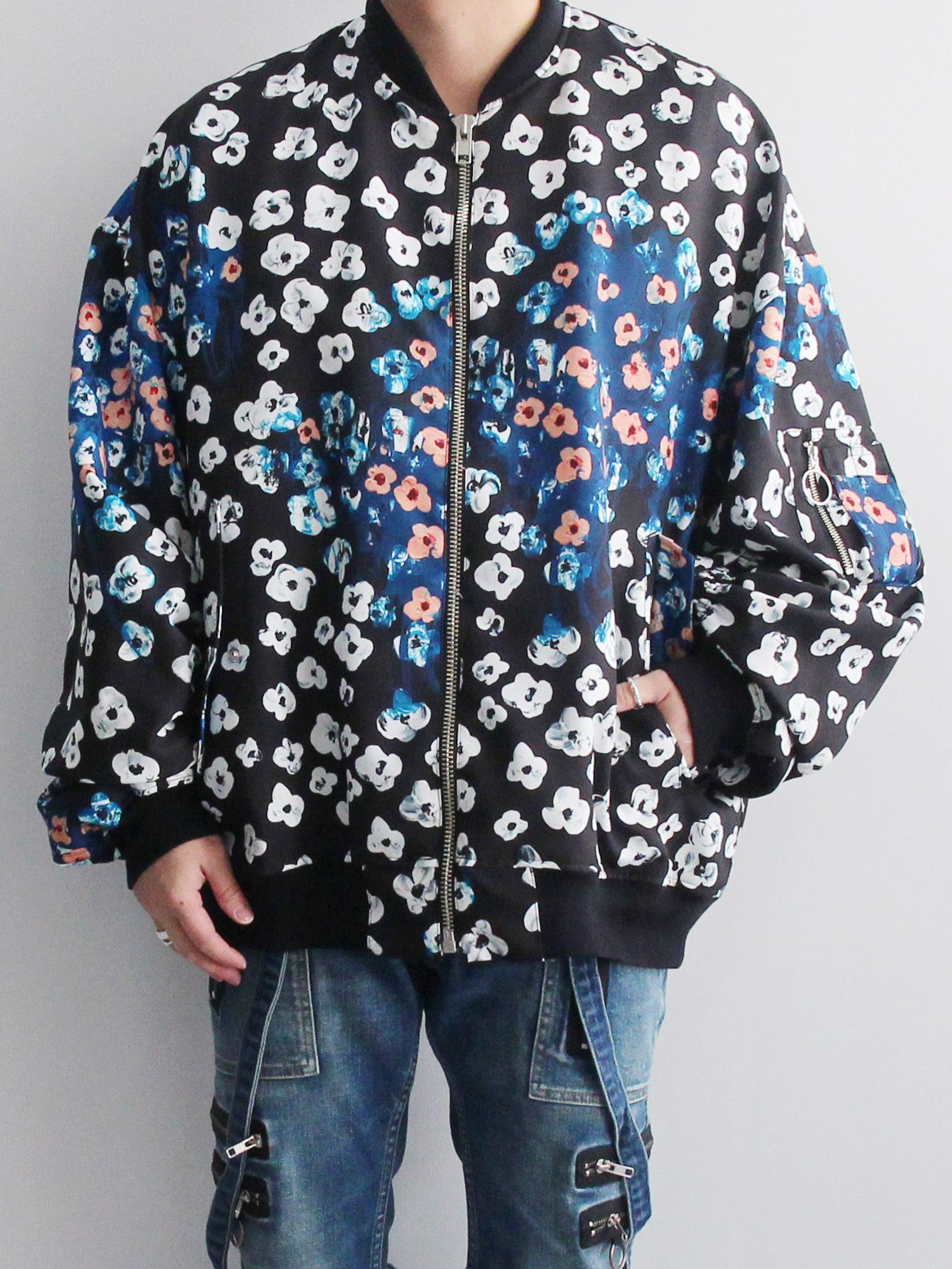 KIDILL - MA-1 JACKET - TEXTILE DESIGN BY MAYA SHIBASAKI - BLACK