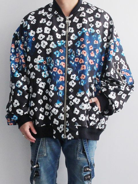 MA-1 JACKET - TEXTILE DESIGN BY MAYA SHIBASAKI - BLACK FLOWER