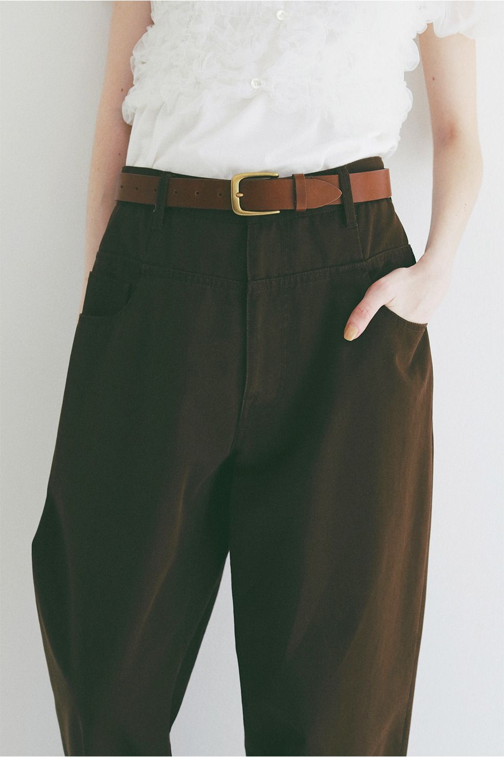 ローウエストバレルパンツ -  LOW WAIST BARREL PANTS (BROWN)