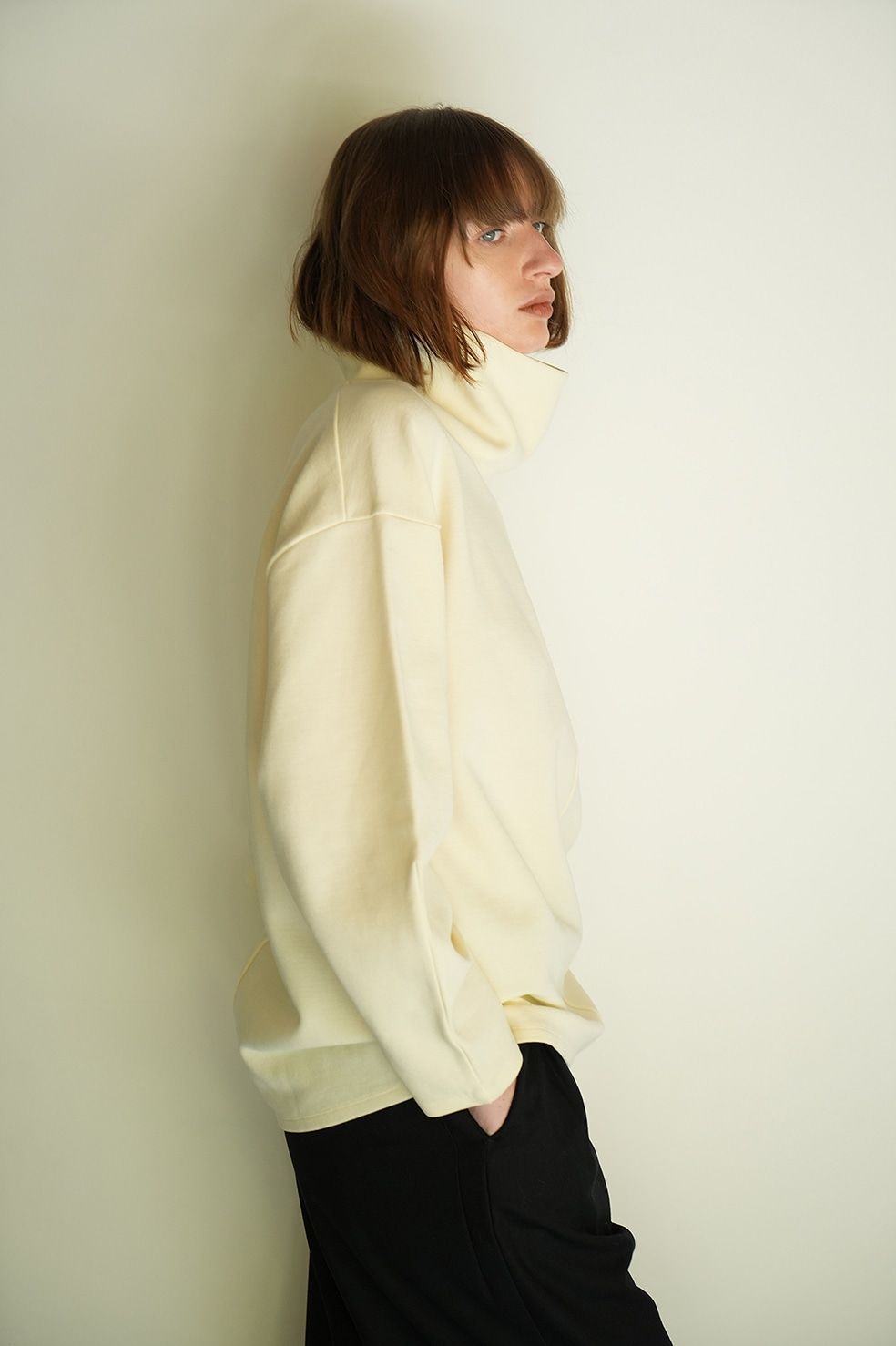 スタンドネック ワイド トップス - STAND NECK WIDE TOPS - IVORY