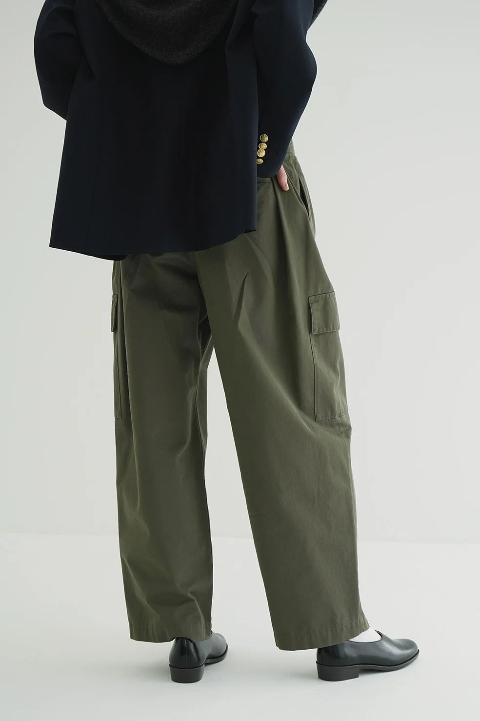ワイドタックワークパンツ - WIDE TUCK WORK PANTS -  KHAKI