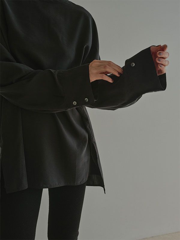 クルーネックオーバーサイズプルオーバー (BLACK)