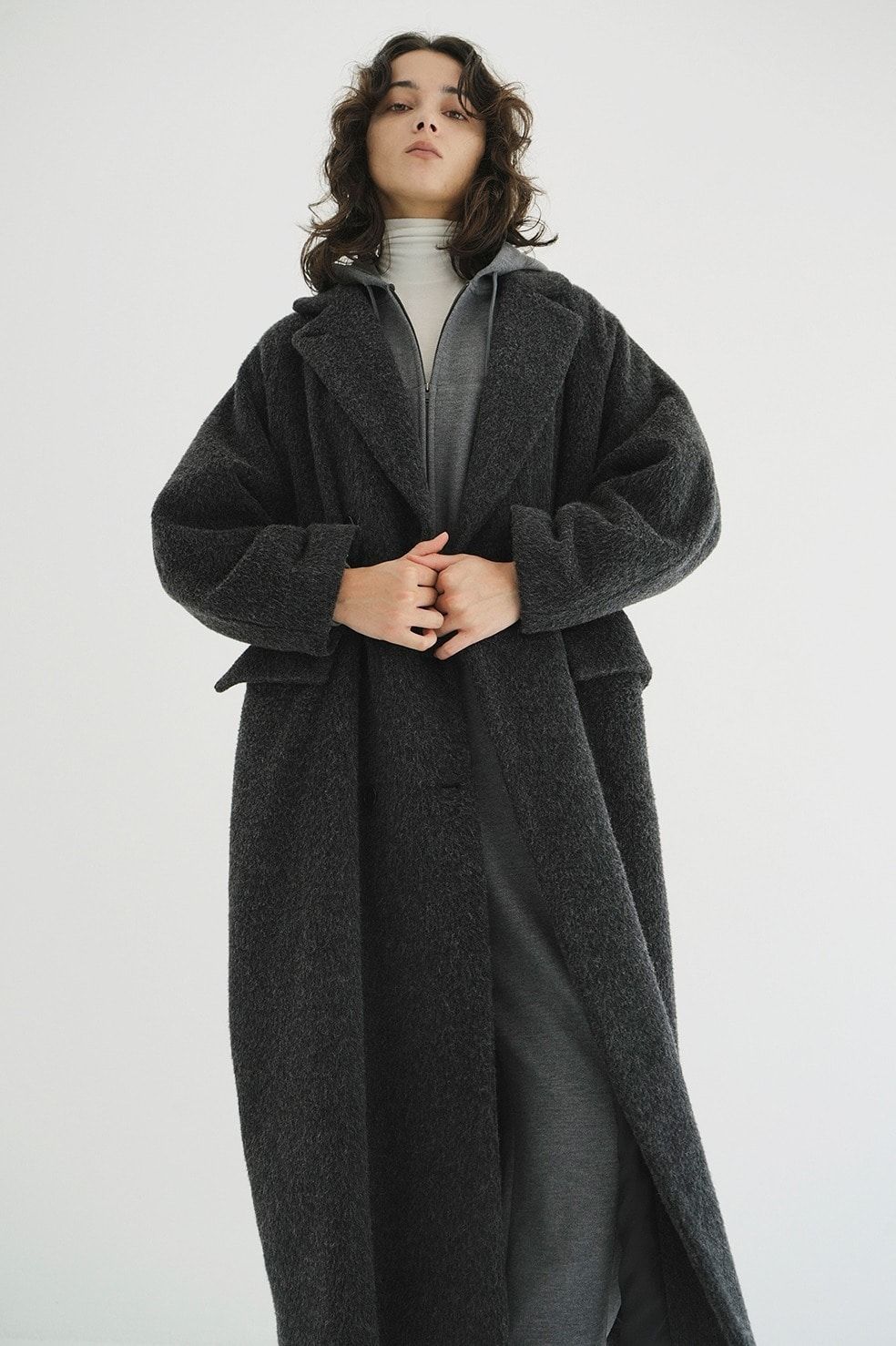 【25AW】ダブルウールロングコート - DOUBLE WOOL LONG COAT GREY