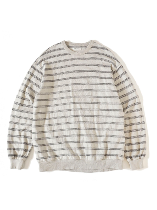 ロングスリーブ ボーダー カットソー - KASURI BORDER L/S T-SHIRTS - GREY