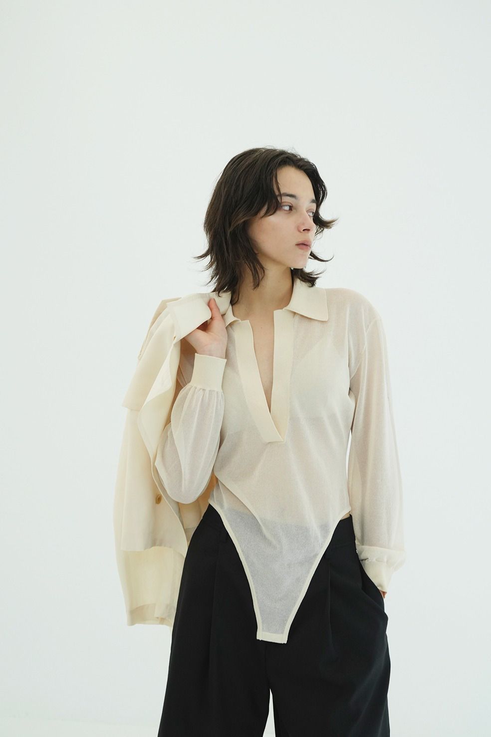 スキッパー ニット ボディスーツ - SKIPPER KNIT BODYSUITS (IVORY)