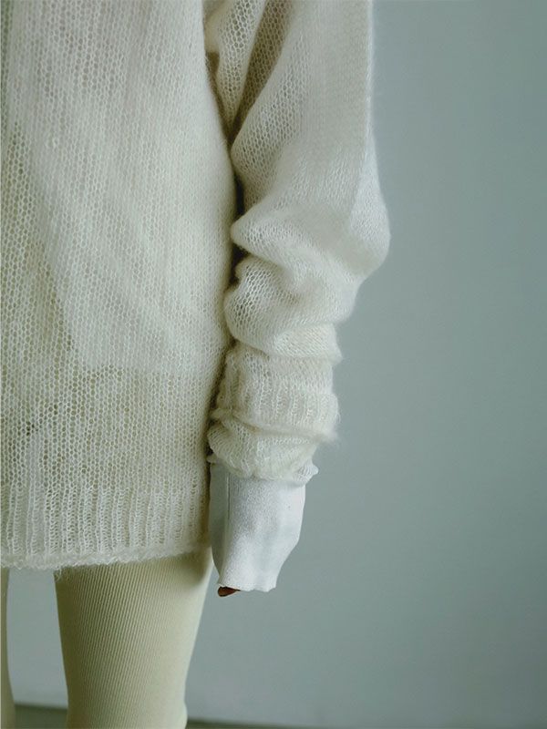 スーパーキッドモヘヤニットプルオーバー - WHITE