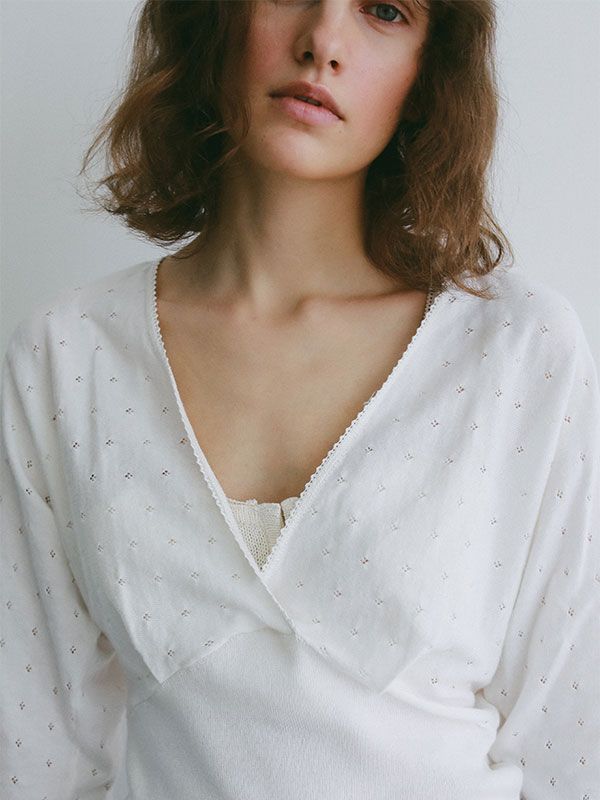 レースコンビカシュクールニットプルオーバー (WHITE)