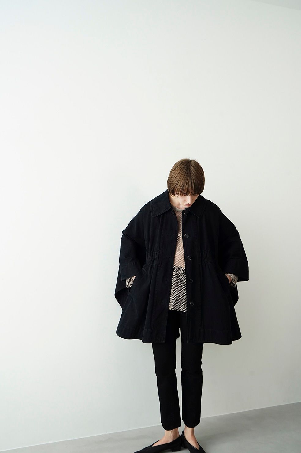 CLANE - デニム ケープ コート - DENIM CAPE COAT BLACK ...