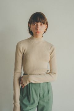 HIGH NECK RIB KNIT TOPS - ハイネックリブトップス - IVORY