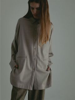 ハイカウントフラノオーバーサイズシャツ  (GREIGE)