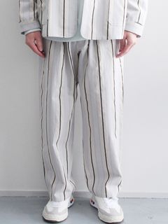 クックパンツ -  COOK PANTS - Cotton stripe - / LT BLUE