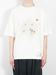 スマイリーフェイスプリントTシャツ - Smily Face Printed T-shirt - WHITE